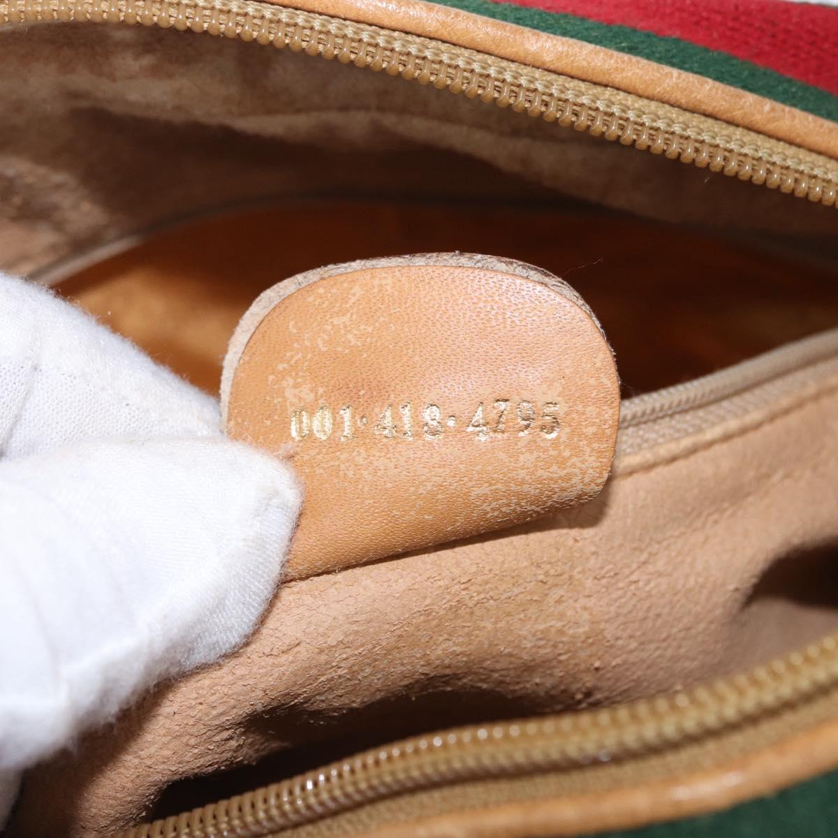 GUCCI Micro GG Shoulder Bag PVC Leather Beige Gold Tone Auth 192726