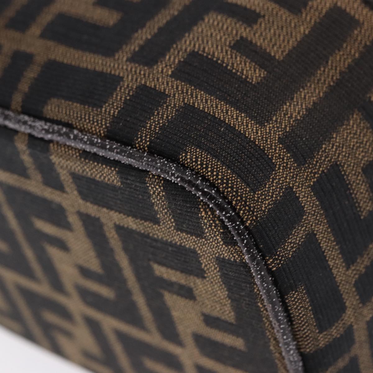 FENDI Zucca Canvas Vanity Cosmetic Pouch Brown Gold Tone Auth 192727