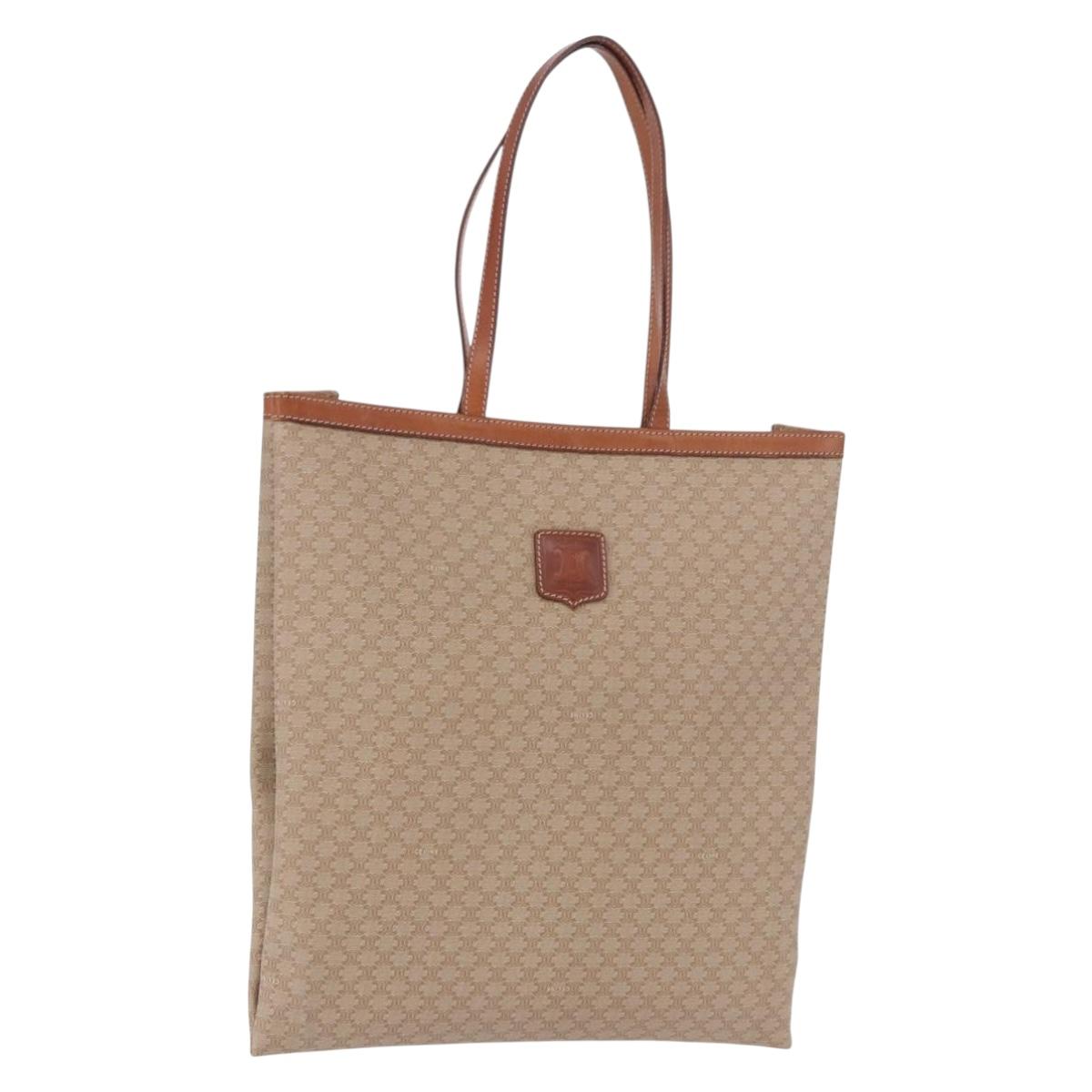CELINE Macadam Tote Bag PVC Leather Beige Auth 192728
