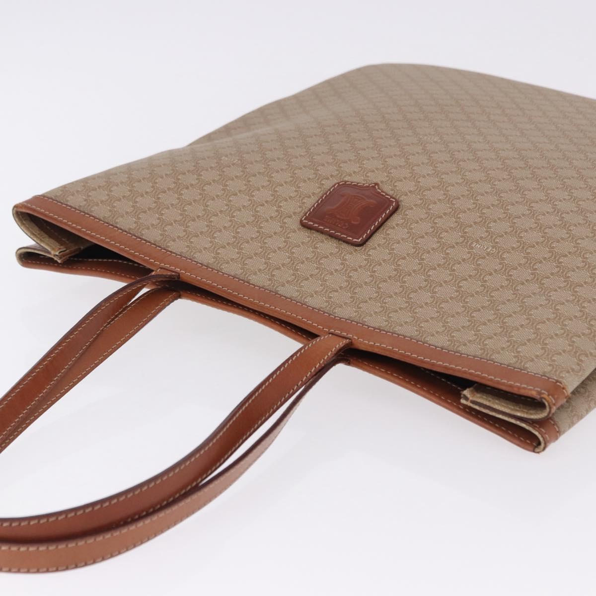 CELINE Macadam Tote Bag PVC Leather Beige Auth 192728