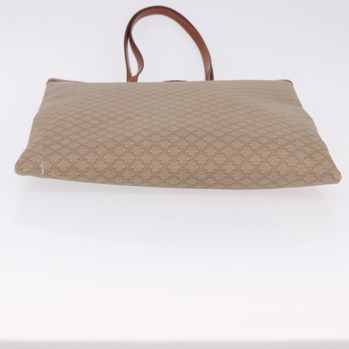 CELINE Macadam Tote Bag PVC Leather Beige Auth 192728