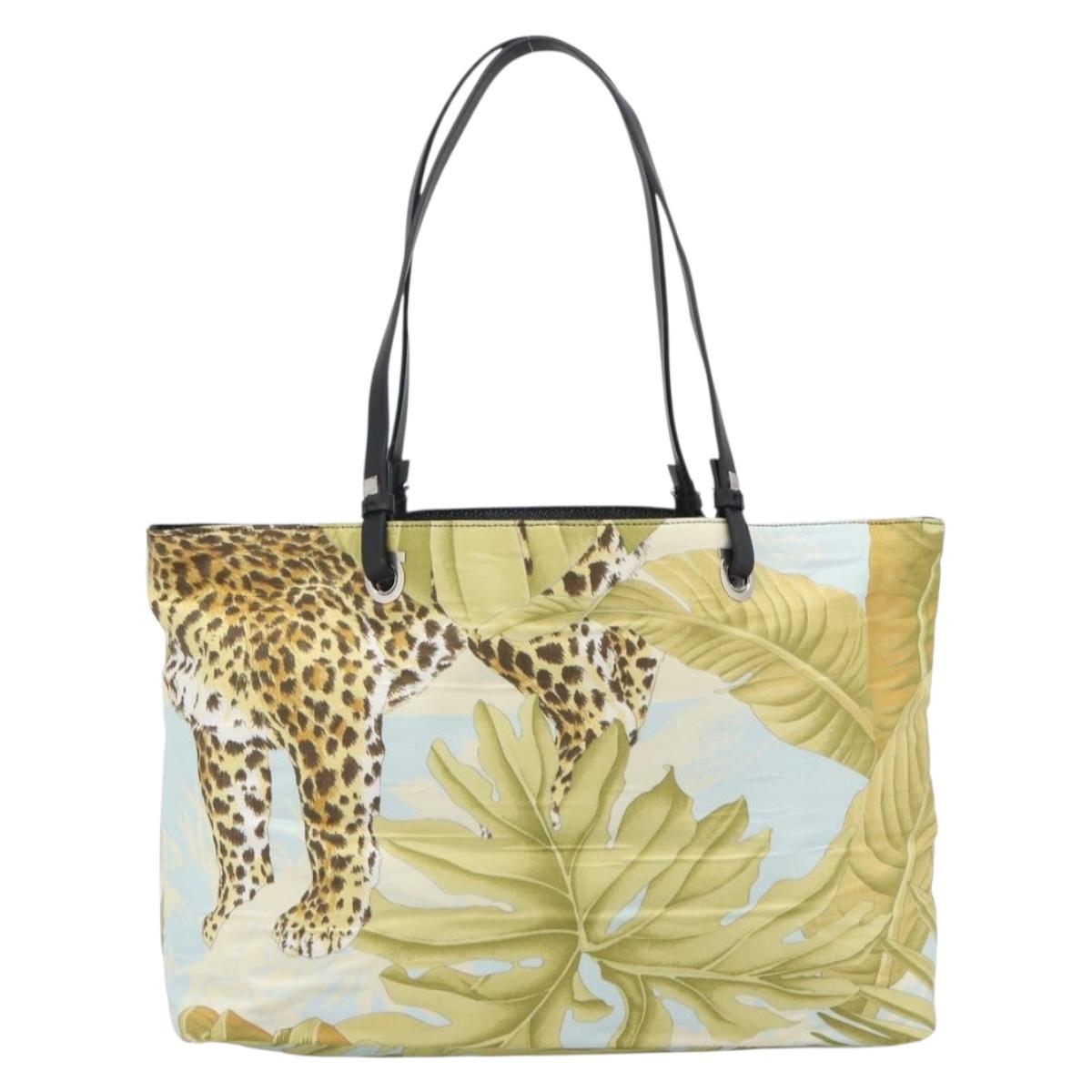 Salvatore Ferragamo Tote Bag Nylon Yellow Silver Auth 192729A