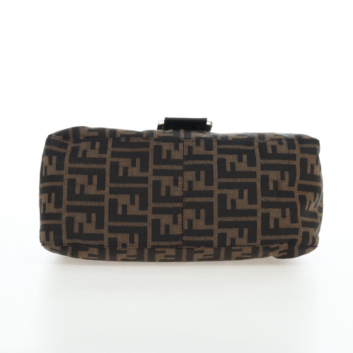 FENDI Zucca Canvas Mamma Baguette Shoulder Bag Brown Silver Auth 192730V