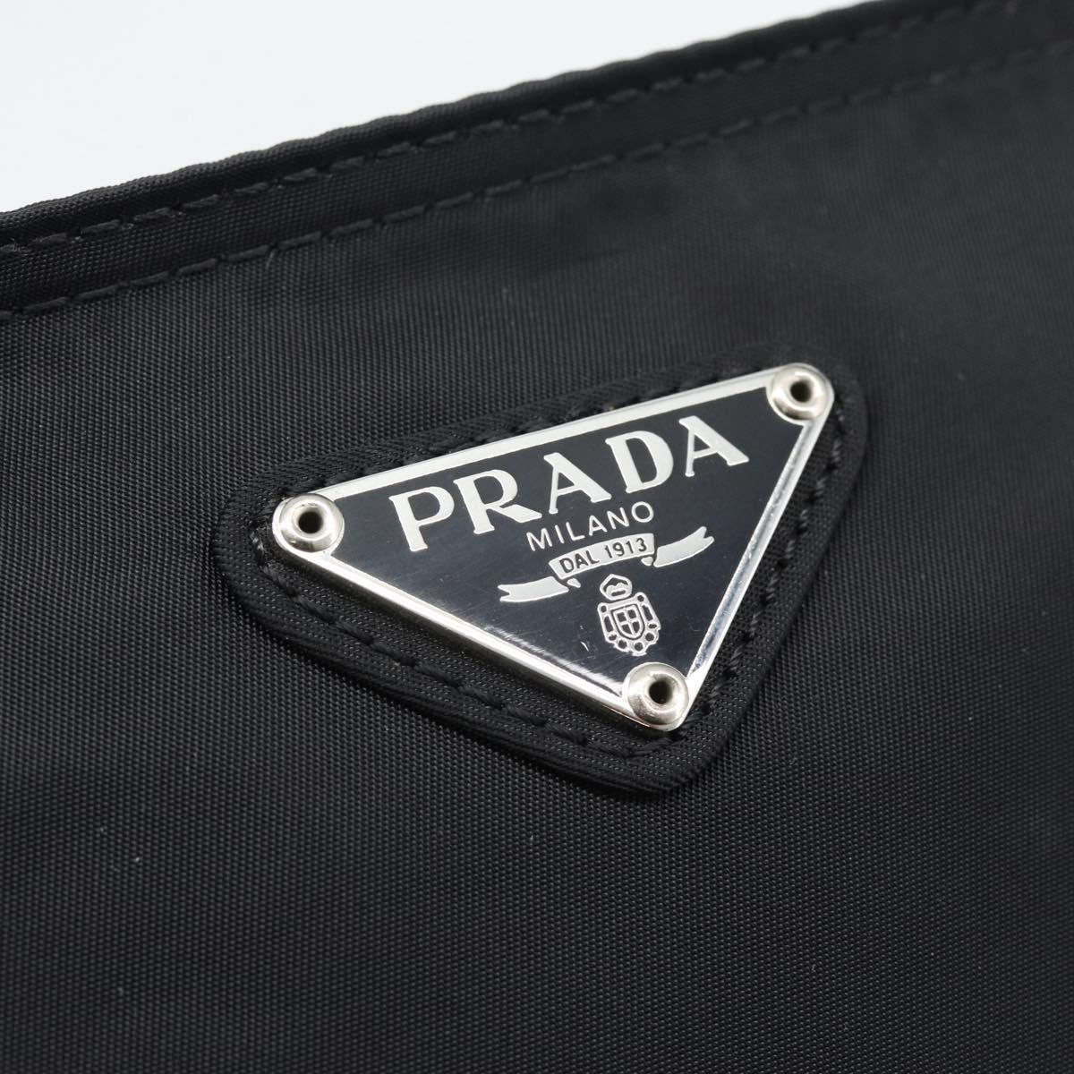 PRADA Shoulder Bag Nylon Black Silver Auth 192732A