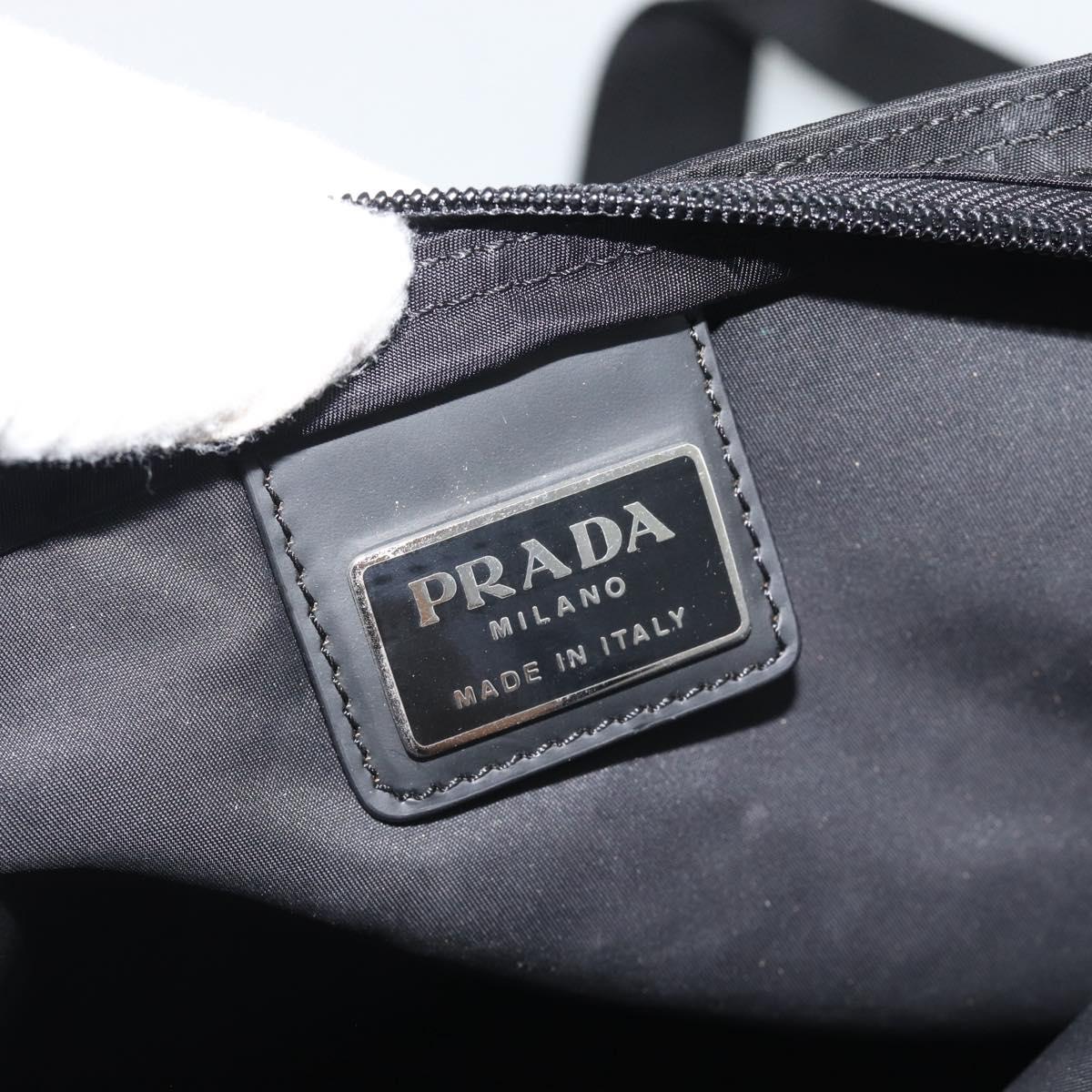 PRADA Shoulder Bag Nylon Black Silver Auth 192732A