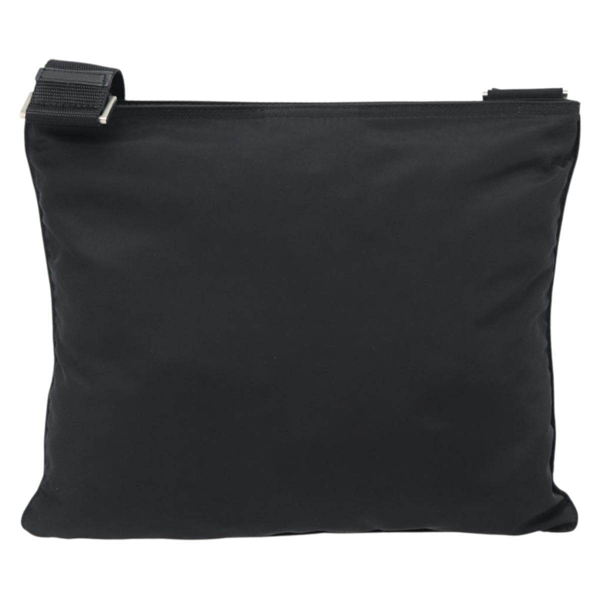 PRADA Shoulder Bag Nylon Black Silver Auth 192732A