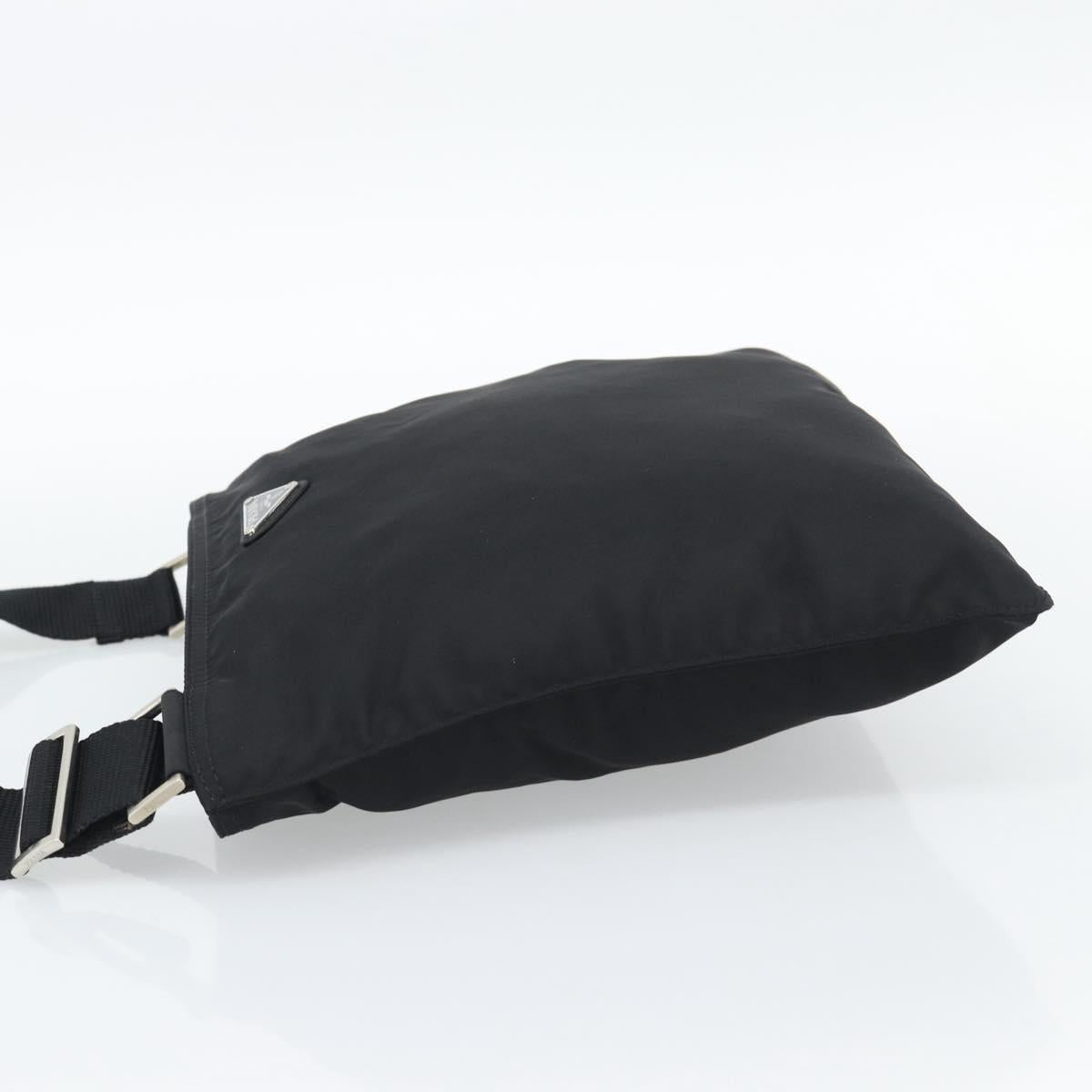 PRADA Shoulder Bag Nylon Black Silver Auth 192732A