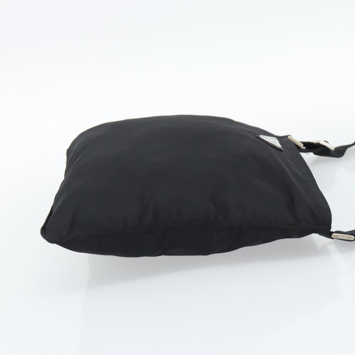 PRADA Shoulder Bag Nylon Black Silver Auth 192732A