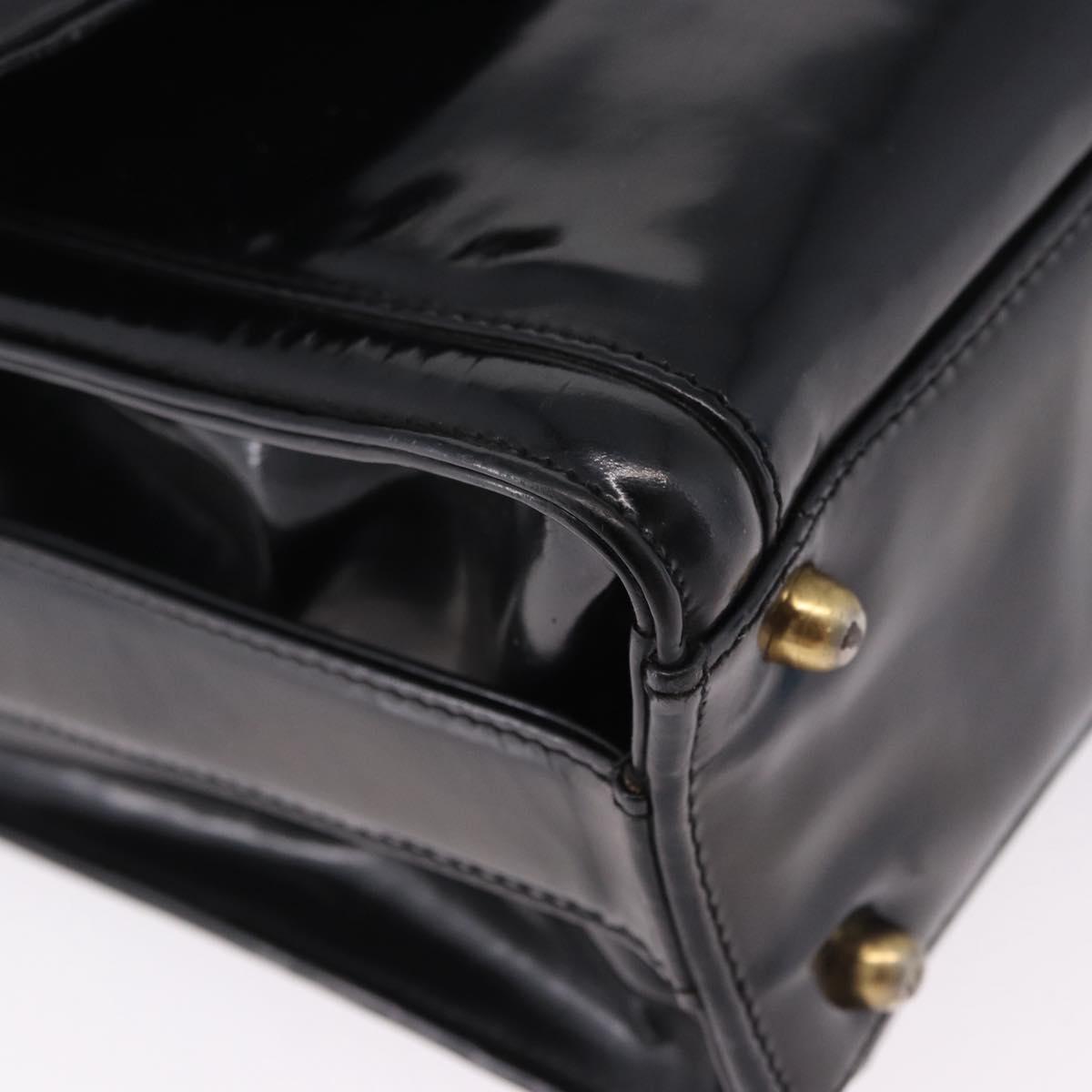 CHANEL Shoulder Bag Patent Black CC Auth 192734