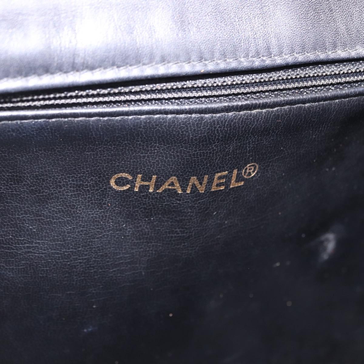CHANEL Shoulder Bag Patent Black CC Auth 192734