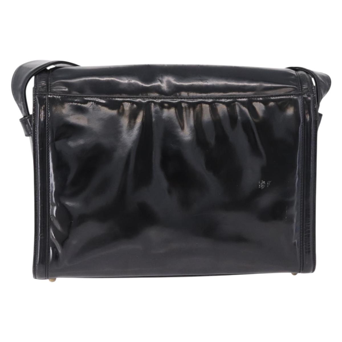 CHANEL Shoulder Bag Patent Black CC Auth 192734