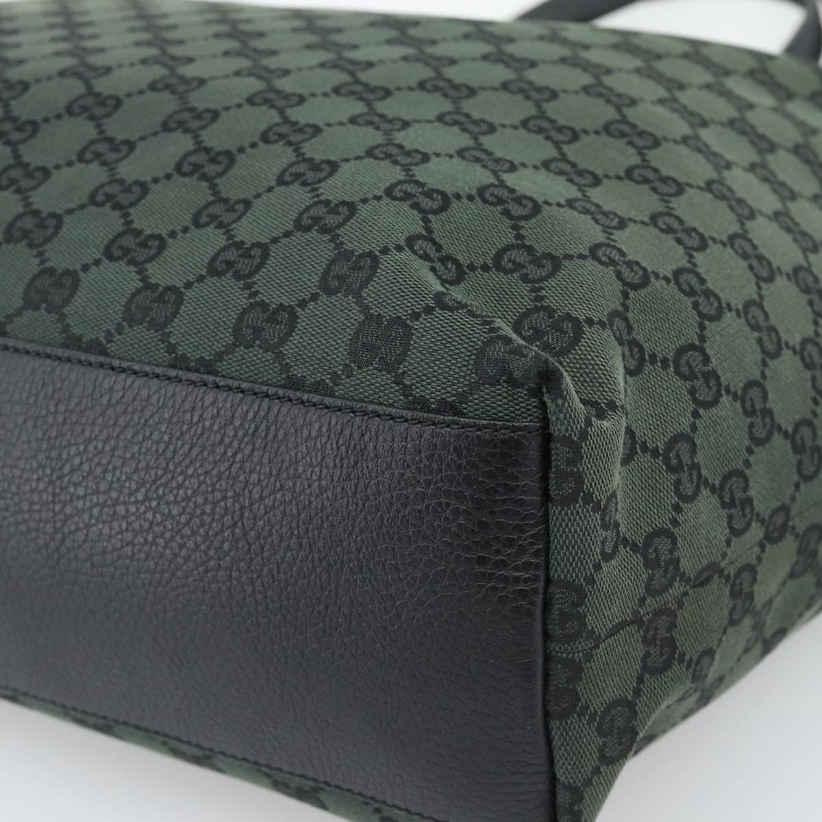 GUCCI GG Canvas Tote Bag Outlet Black Khaki 238696 Auth 192737