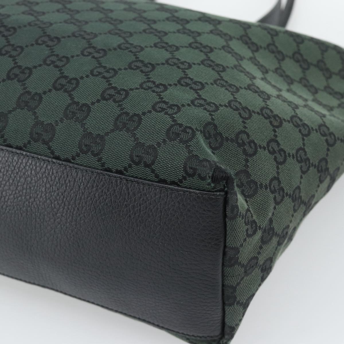 GUCCI GG Canvas Tote Bag Outlet Black Khaki 238696 Auth 192737