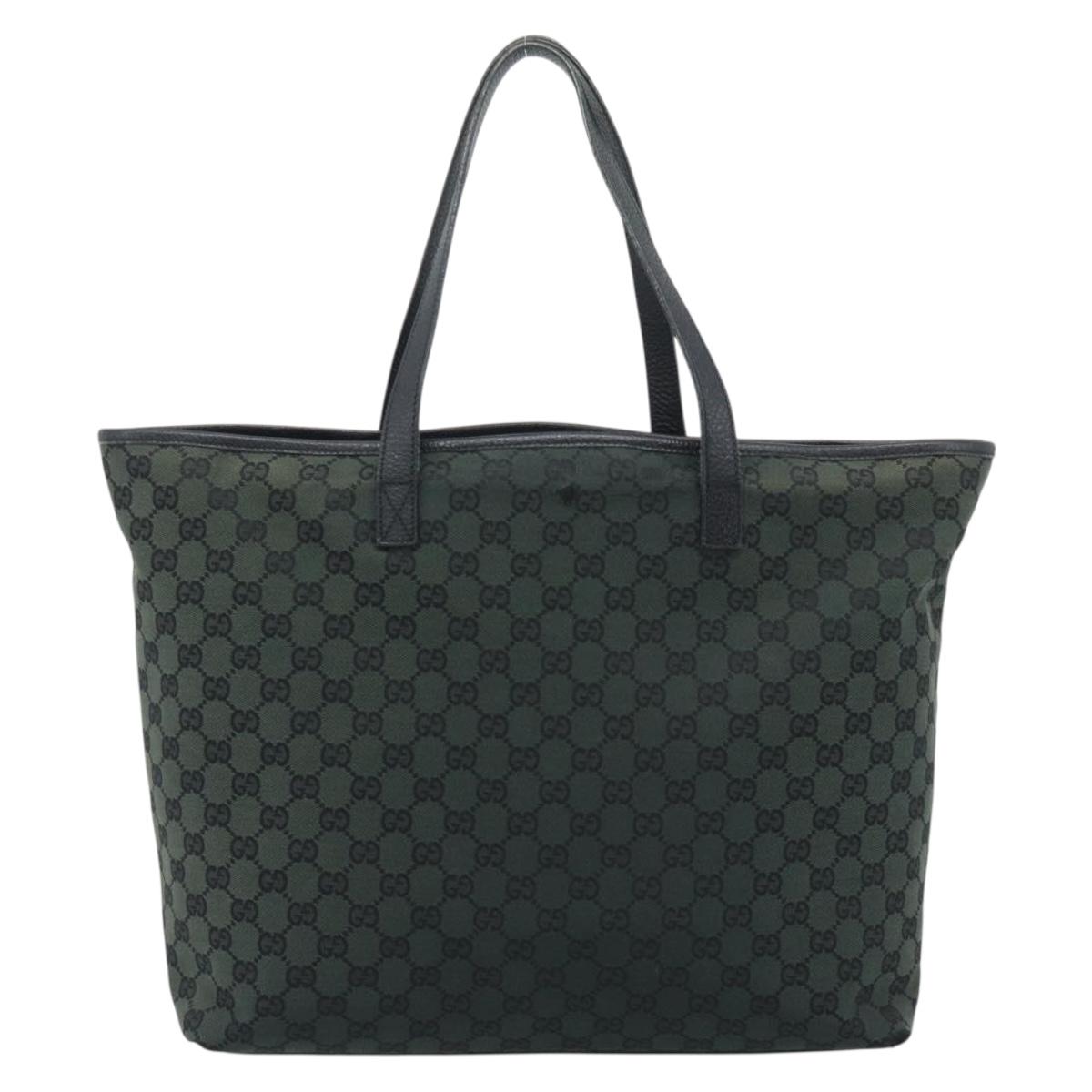GUCCI GG Canvas Tote Bag Outlet Black Khaki 238696 Auth 192737