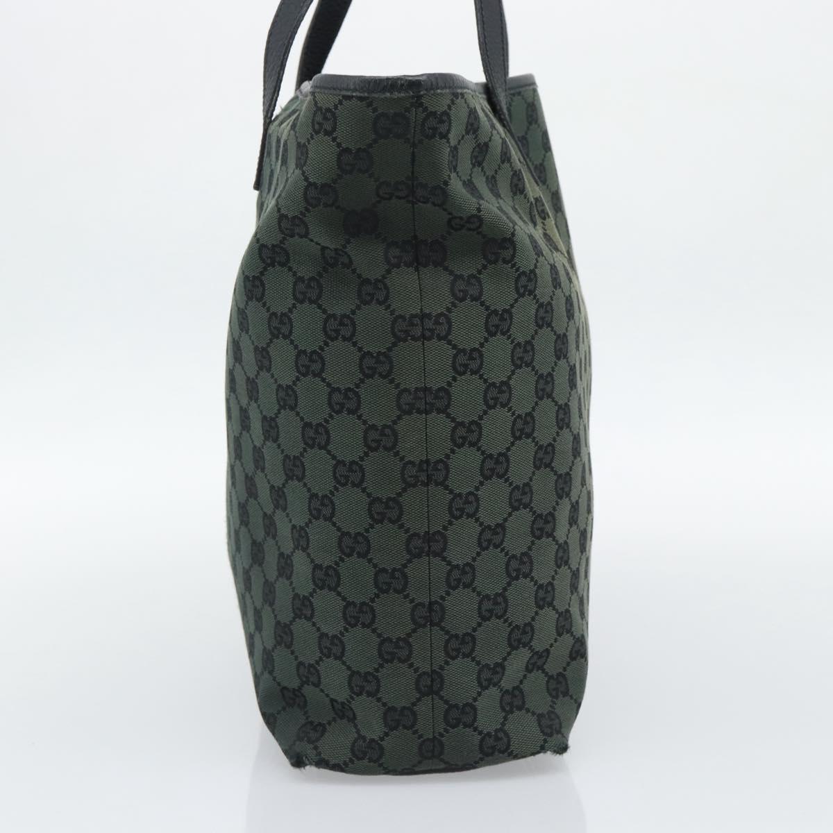 GUCCI GG Canvas Tote Bag Outlet Black Khaki 238696 Auth 192737