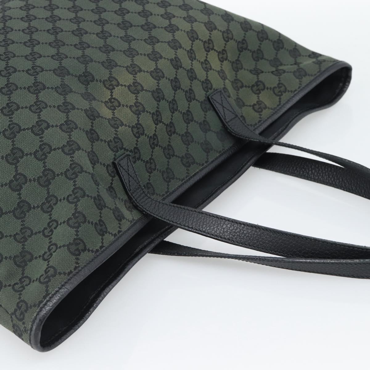 GUCCI GG Canvas Tote Bag Outlet Black Khaki 238696 Auth 192737