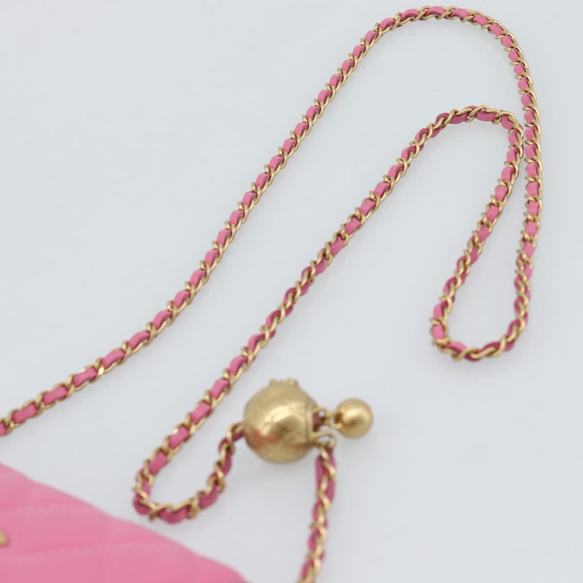 CHANEL Matelasse Chain Shoulder Bag Lamb Skin Pink Gold Tone CC Auth 192738M