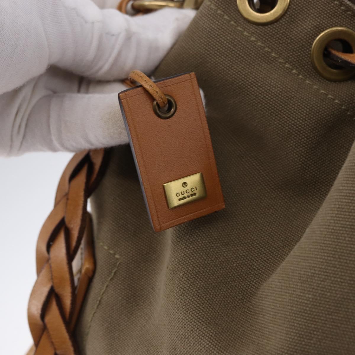 GUCCI Shoulder Bag Canvas Green Beige 110233 Auth 192739A