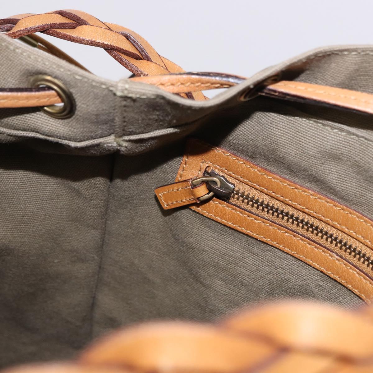 GUCCI Shoulder Bag Canvas Green Beige 110233 Auth 192739A