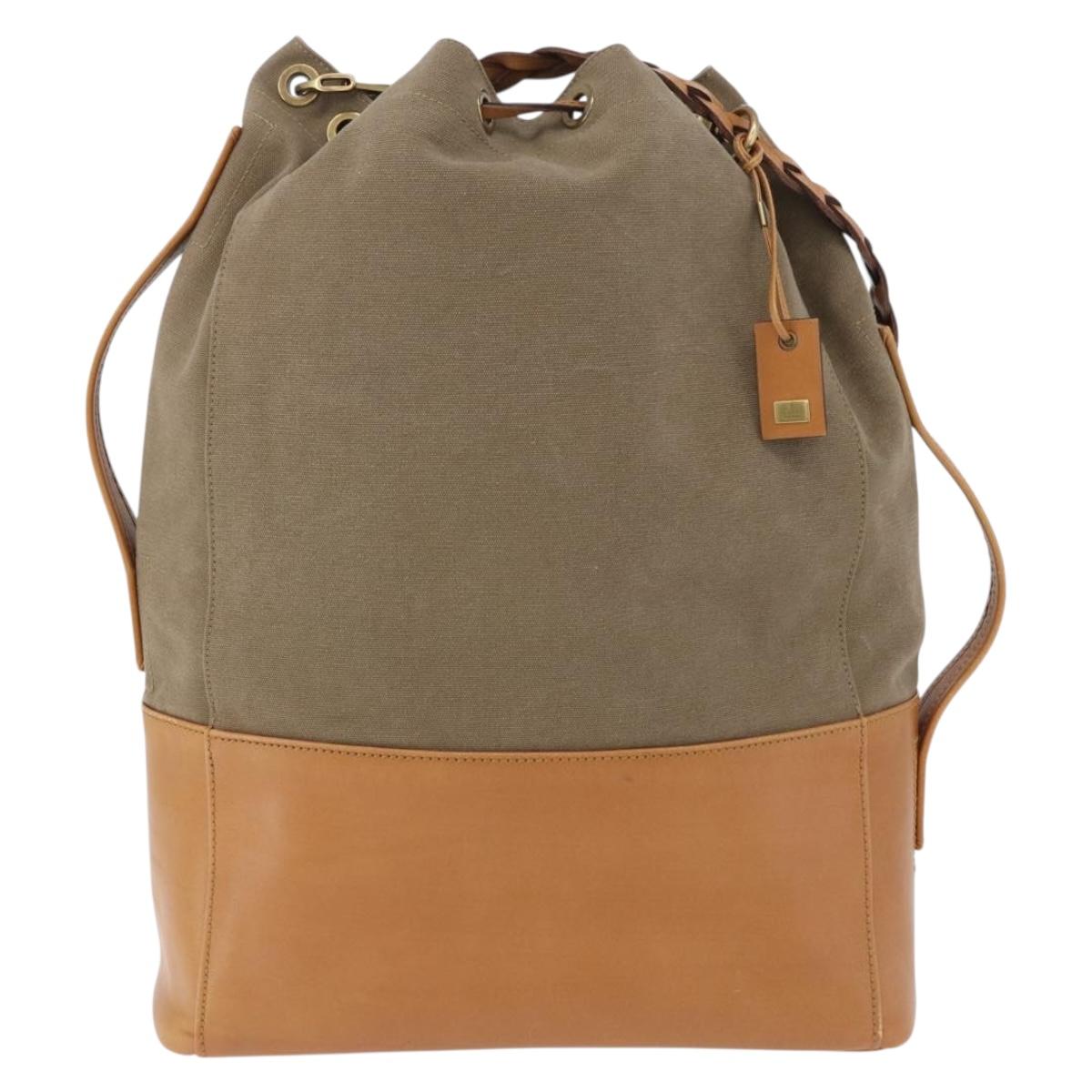 GUCCI Shoulder Bag Canvas Green Beige 110233 Auth 192739A