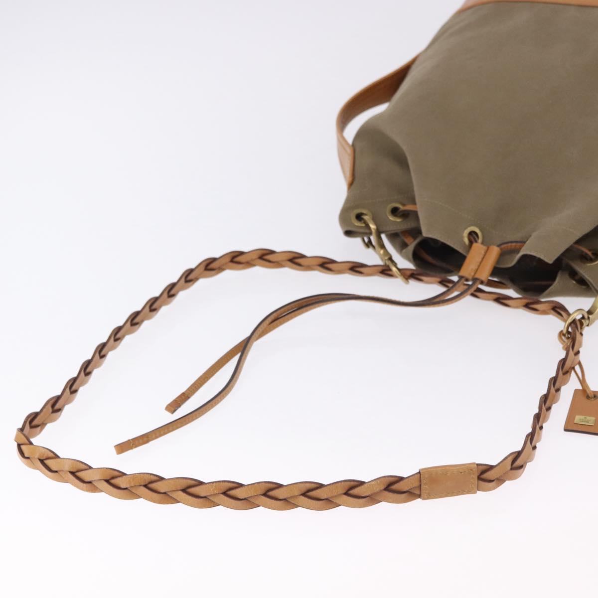 GUCCI Shoulder Bag Canvas Green Beige 110233 Auth 192739A