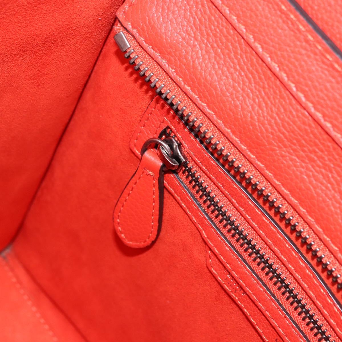 CELINE Luggage Micro Shopper Hand Bag Leather Red Silver Auth 192740A
