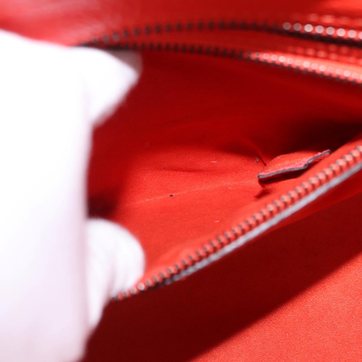 CELINE Luggage Micro Shopper Hand Bag Leather Red Silver Auth 192740A
