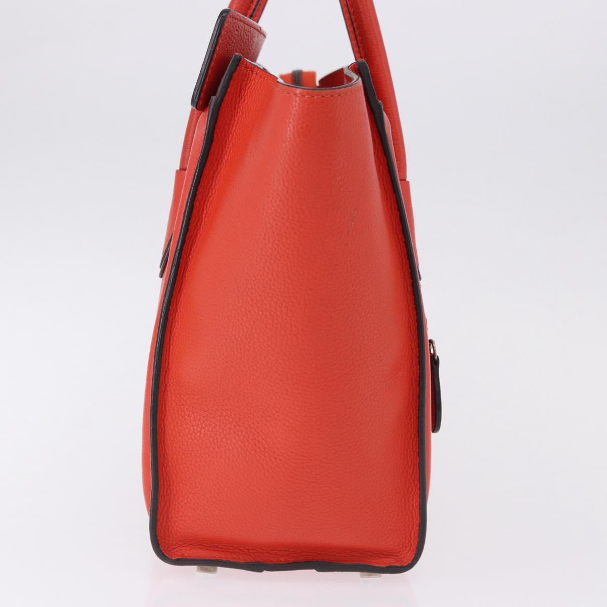 CELINE Luggage Micro Shopper Hand Bag Leather Red Silver Auth 192740A