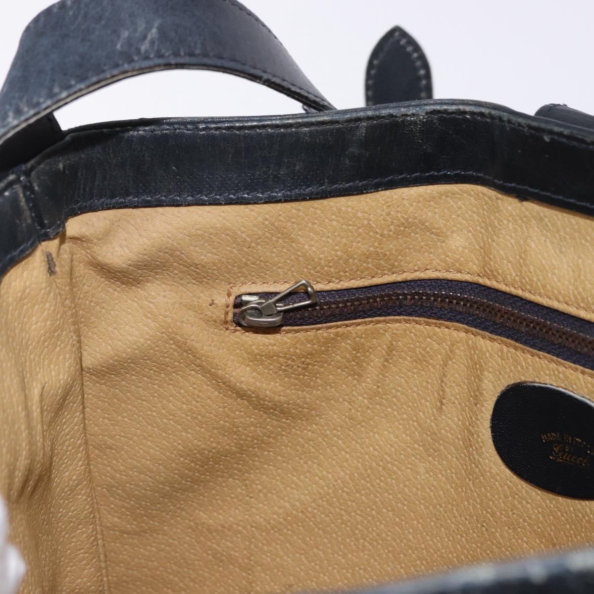 GUCCI GG Supreme Shoulder Bag PVC Leather Navy Gold Tone Auth 192742