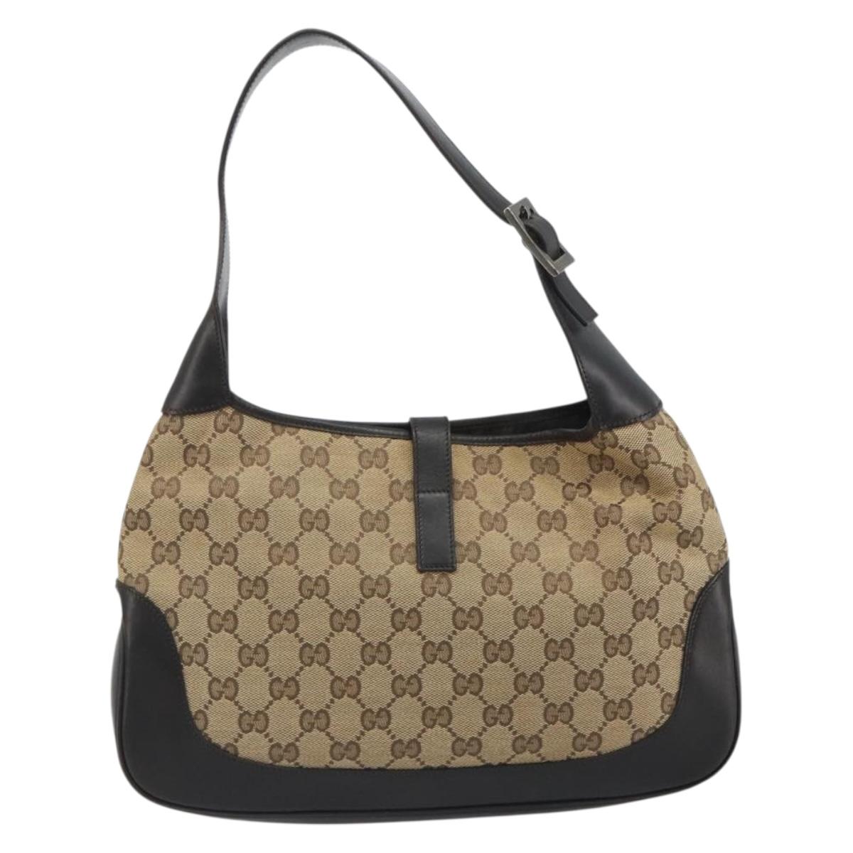 GUCCI GG Canvas Jackie Webb Sherry Line Bag Beige Silver 001 3306 Auth 192743V