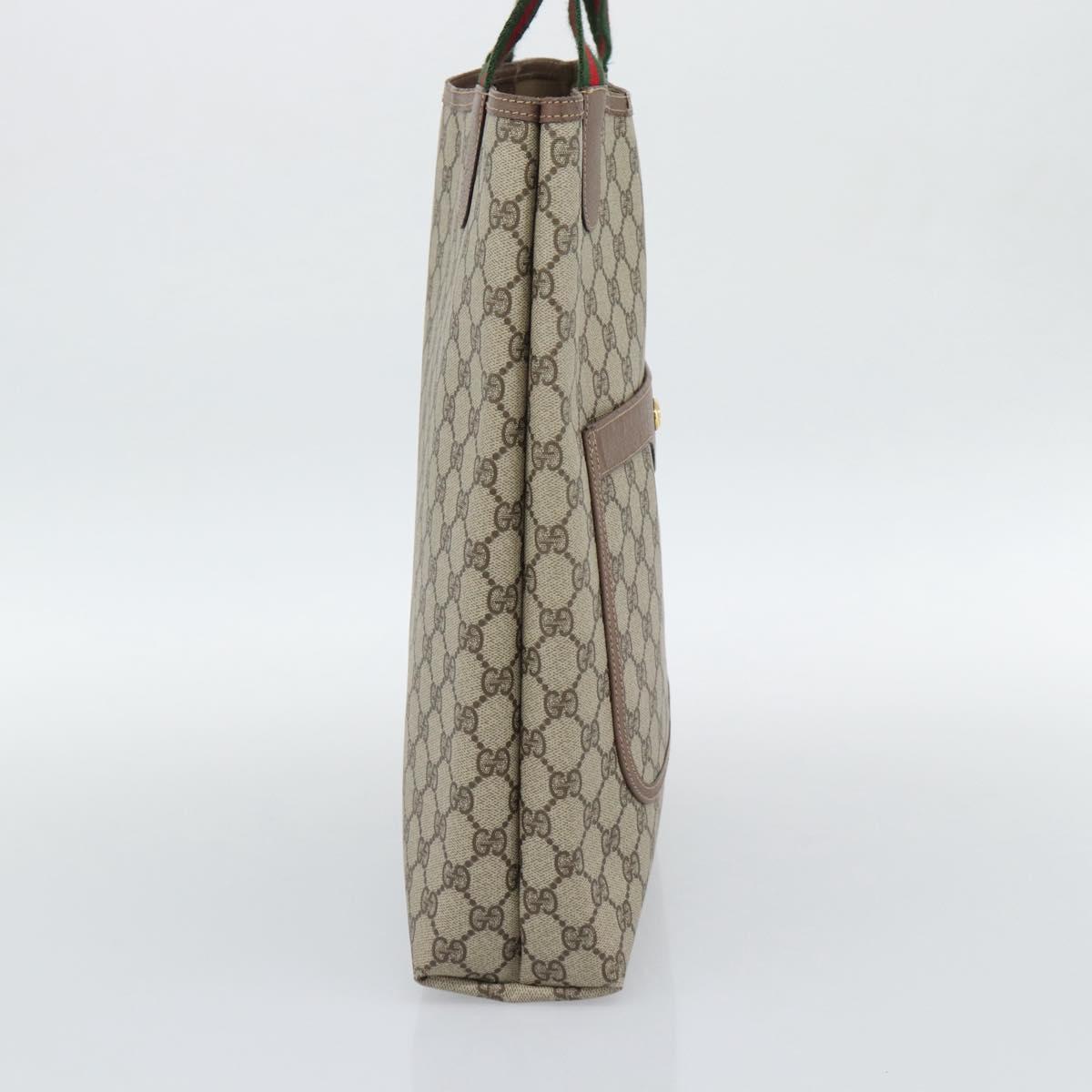 GUCCI GG Supreme Tote Bag PVC Leather Beige Auth 192744