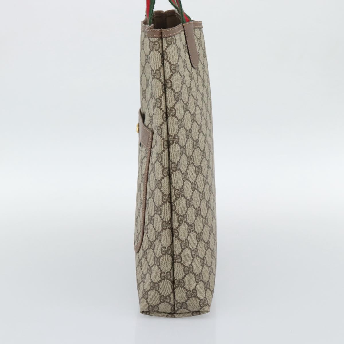 GUCCI GG Supreme Tote Bag PVC Leather Beige Auth 192744