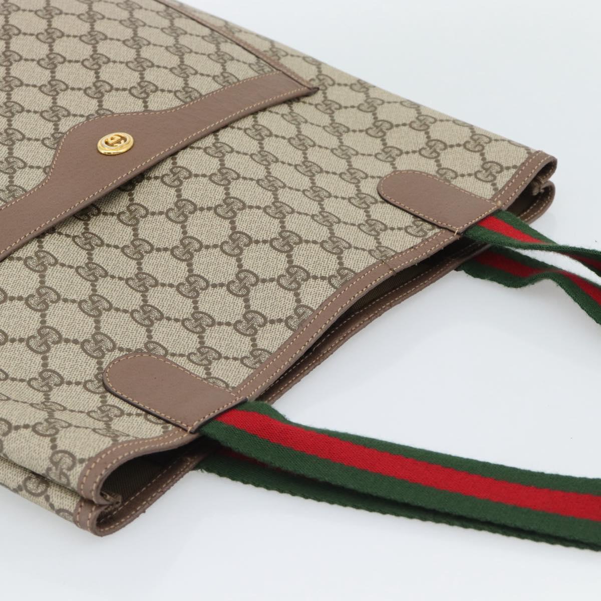 GUCCI GG Supreme Tote Bag PVC Leather Beige Auth 192744