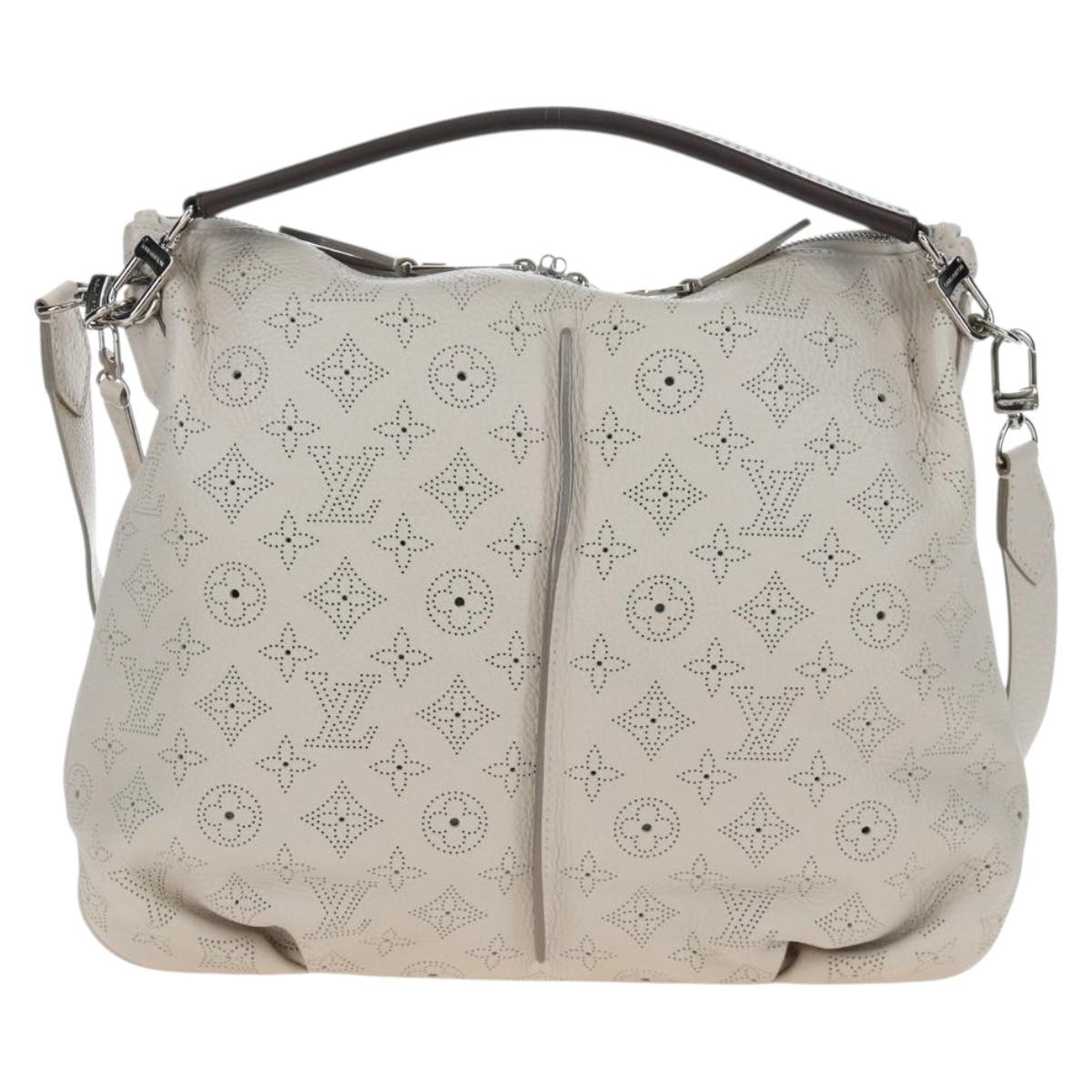 LOUIS VUITTON Mahina Selene MM Bag Leather Beige Sabre M97141 LV Auth 192746V