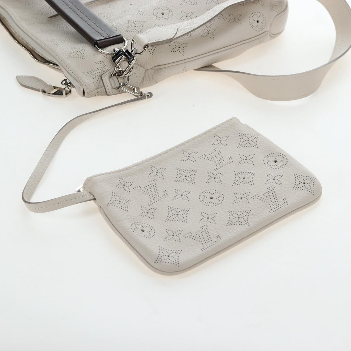 LOUIS VUITTON Mahina Selene MM Bag Leather Beige Sabre M97141 LV Auth 192746V