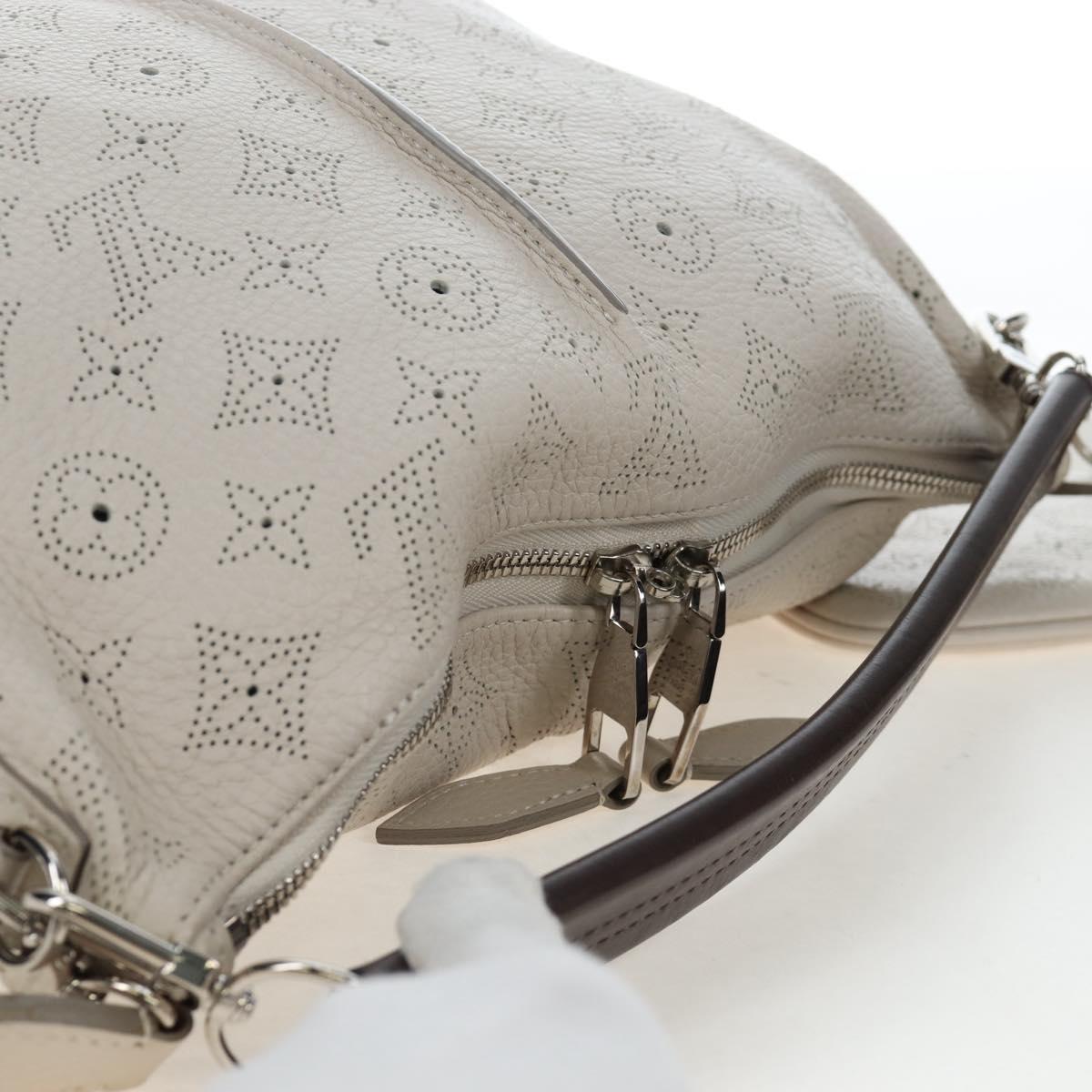 LOUIS VUITTON Mahina Selene MM Bag Leather Beige Sabre M97141 LV Auth 192746V