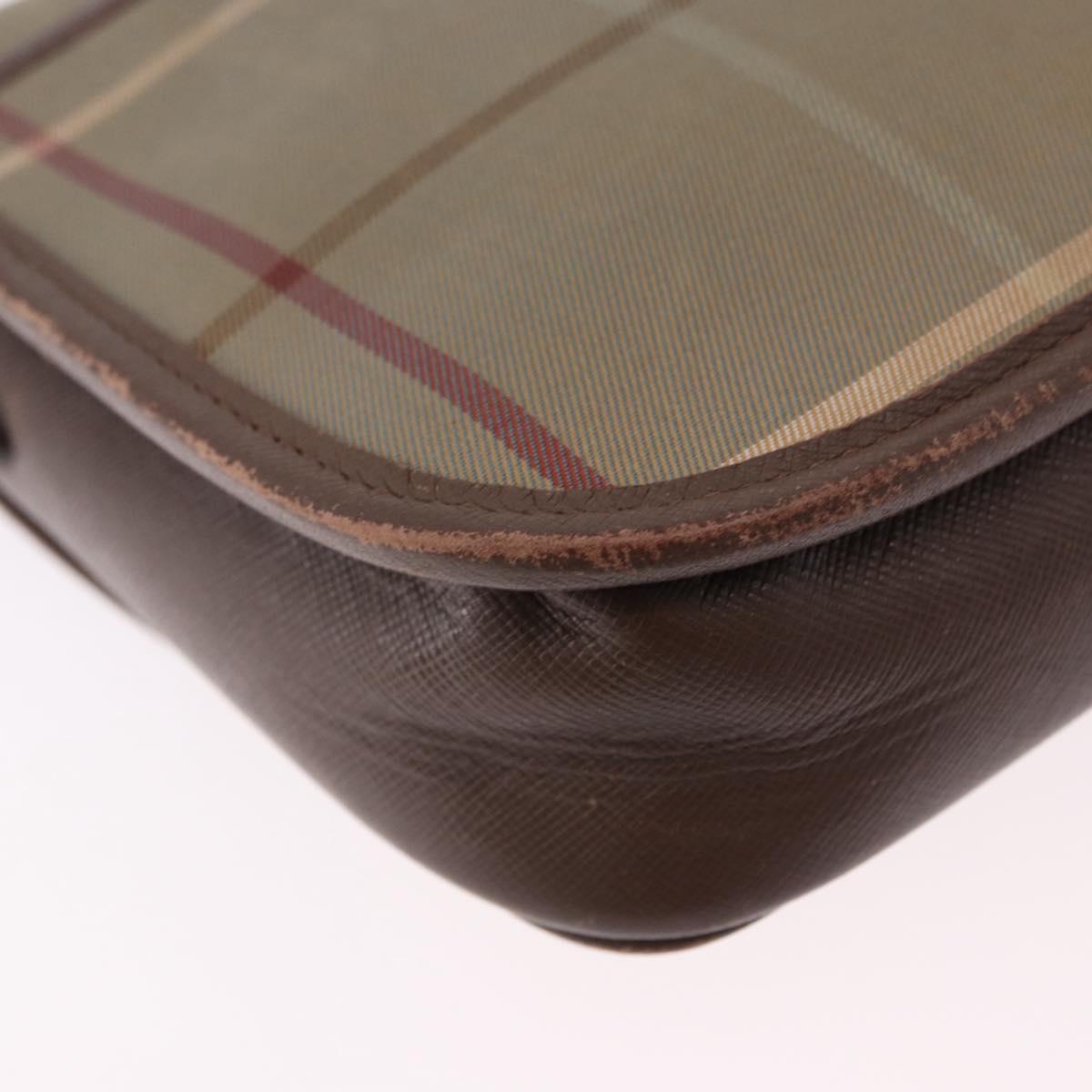 Burberrys Nova Check Shoulder Bag Canvas Brown Gold Tone Auth 192747