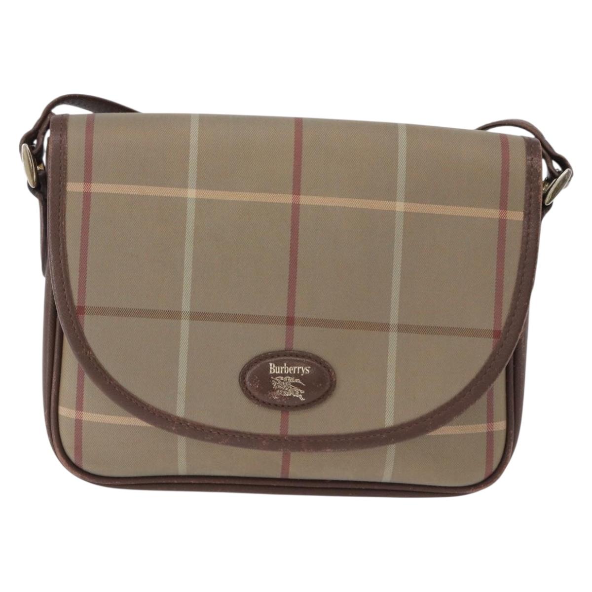 Burberrys Nova Check Shoulder Bag Canvas Brown Gold Tone Auth 192747
