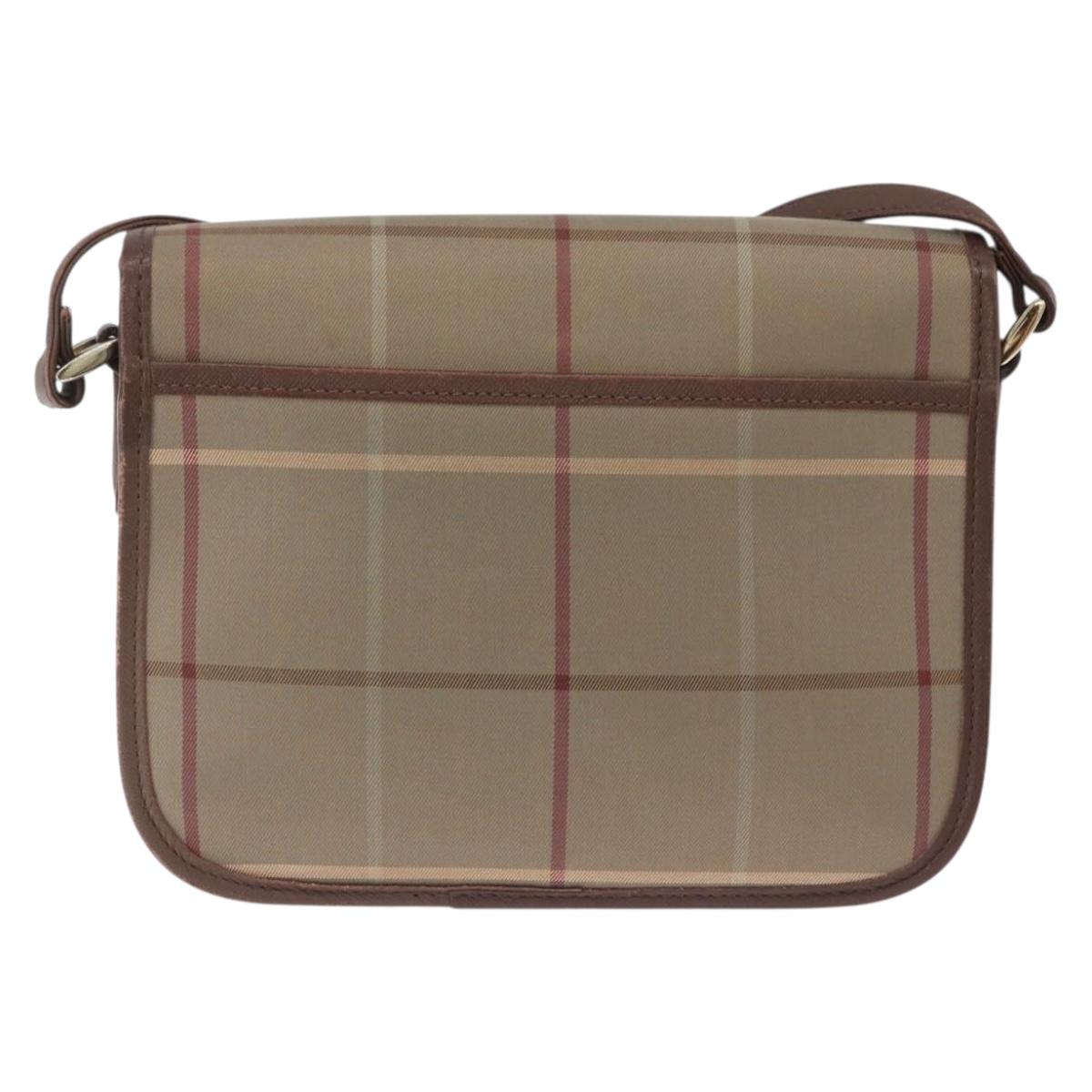 Burberrys Nova Check Shoulder Bag Canvas Brown Gold Tone Auth 192747