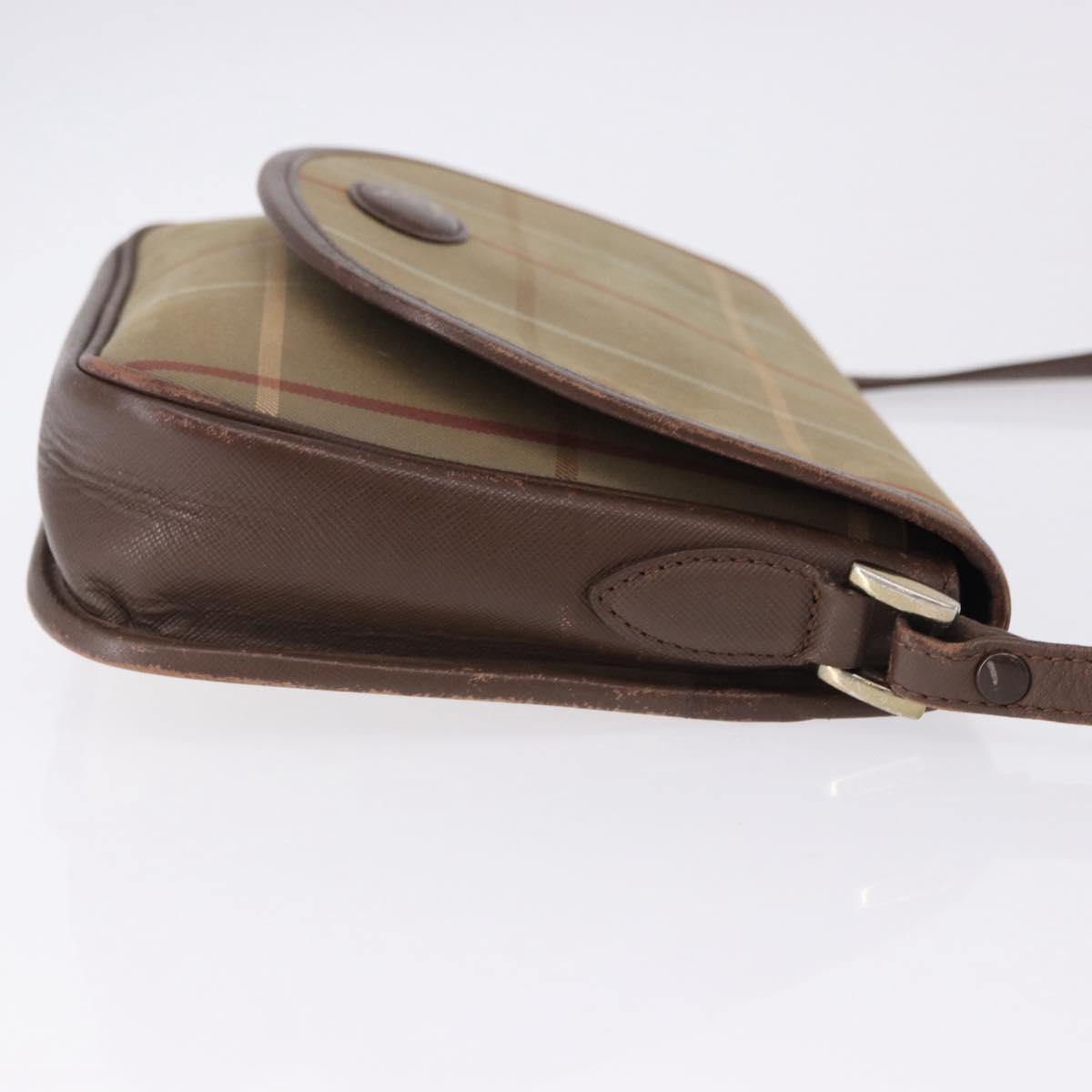 Burberrys Nova Check Shoulder Bag Canvas Brown Gold Tone Auth 192747