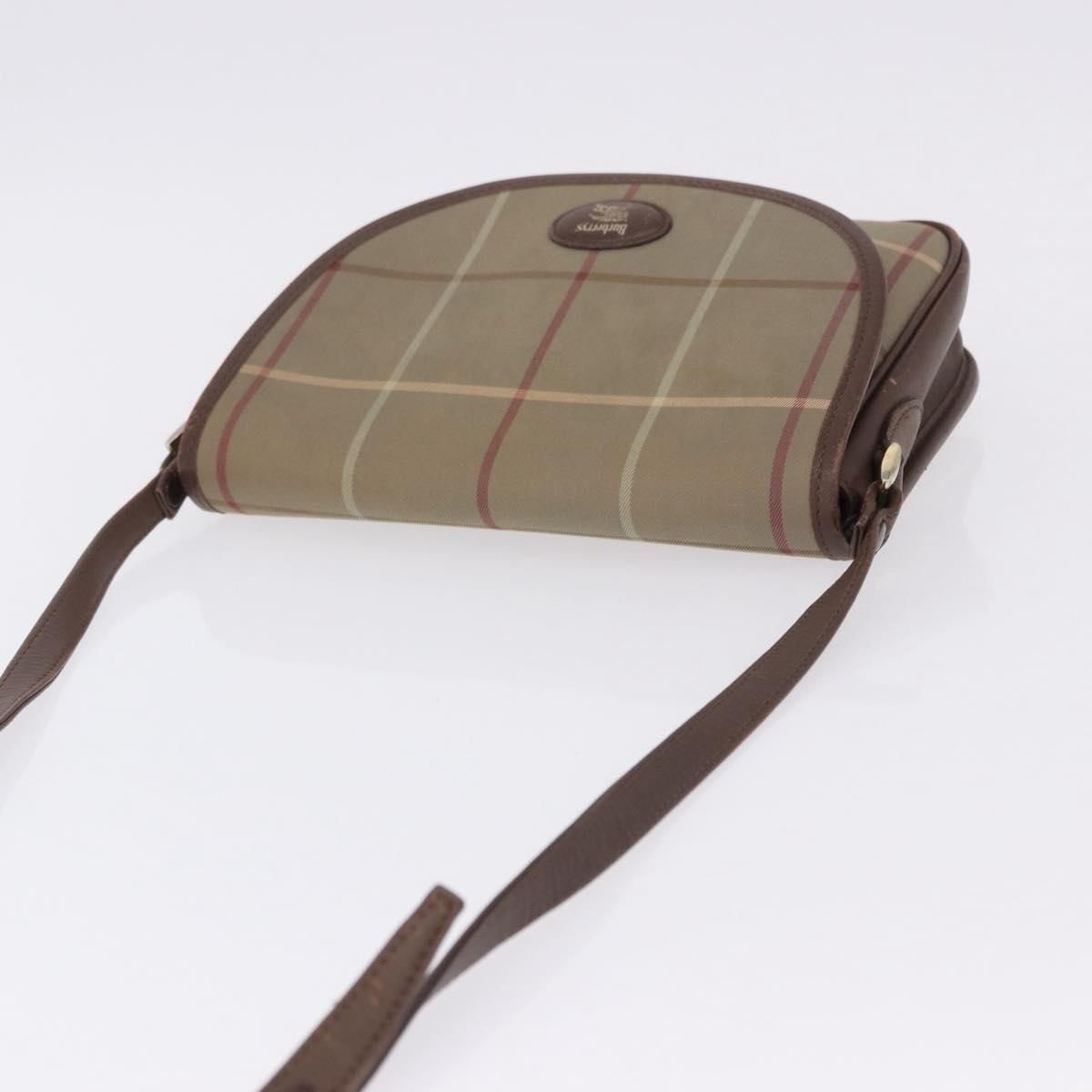 Burberrys Nova Check Shoulder Bag Canvas Brown Gold Tone Auth 192747