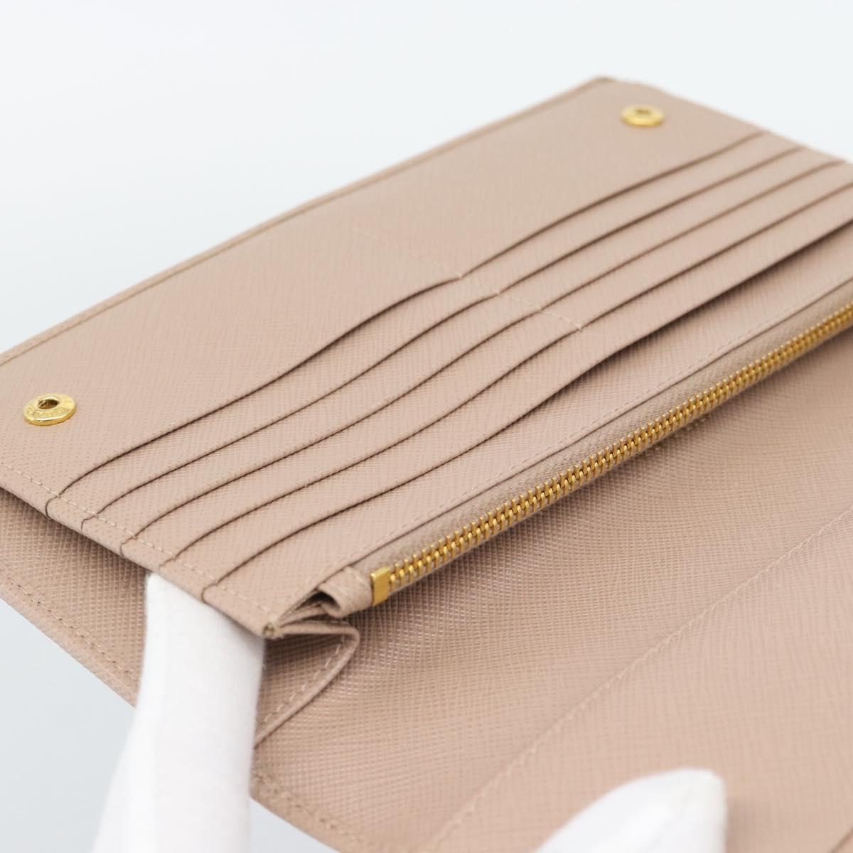 PRADA Long Wallet Safifano leather Pink Gold Tone Auth 192748M