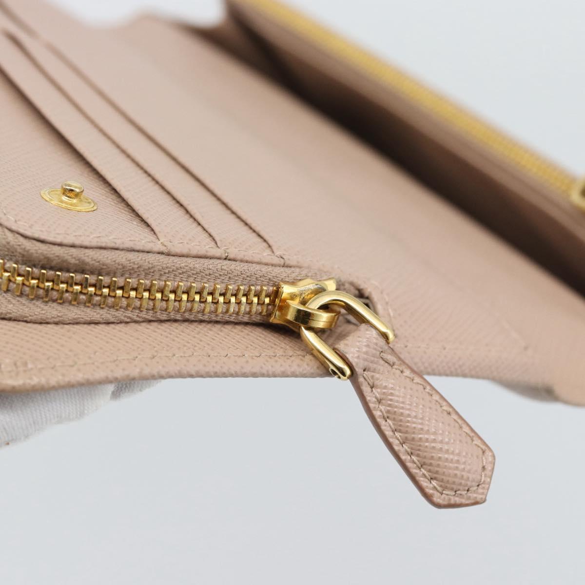 PRADA Long Wallet Safifano leather Pink Gold Tone Auth 192748M
