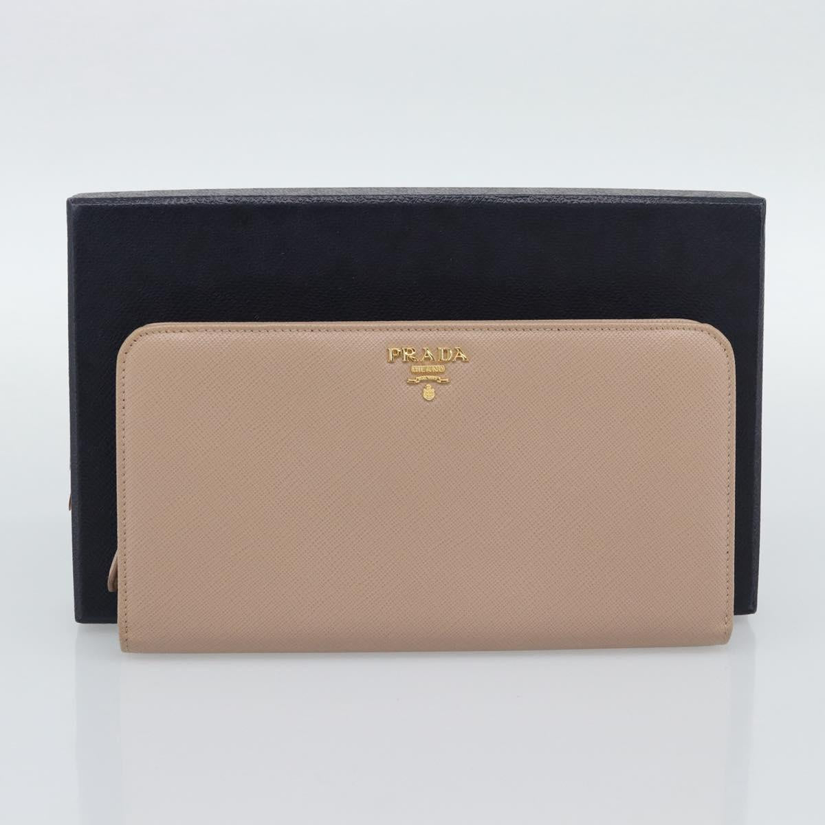 PRADA Long Wallet Safifano leather Pink Gold Tone Auth 192748M