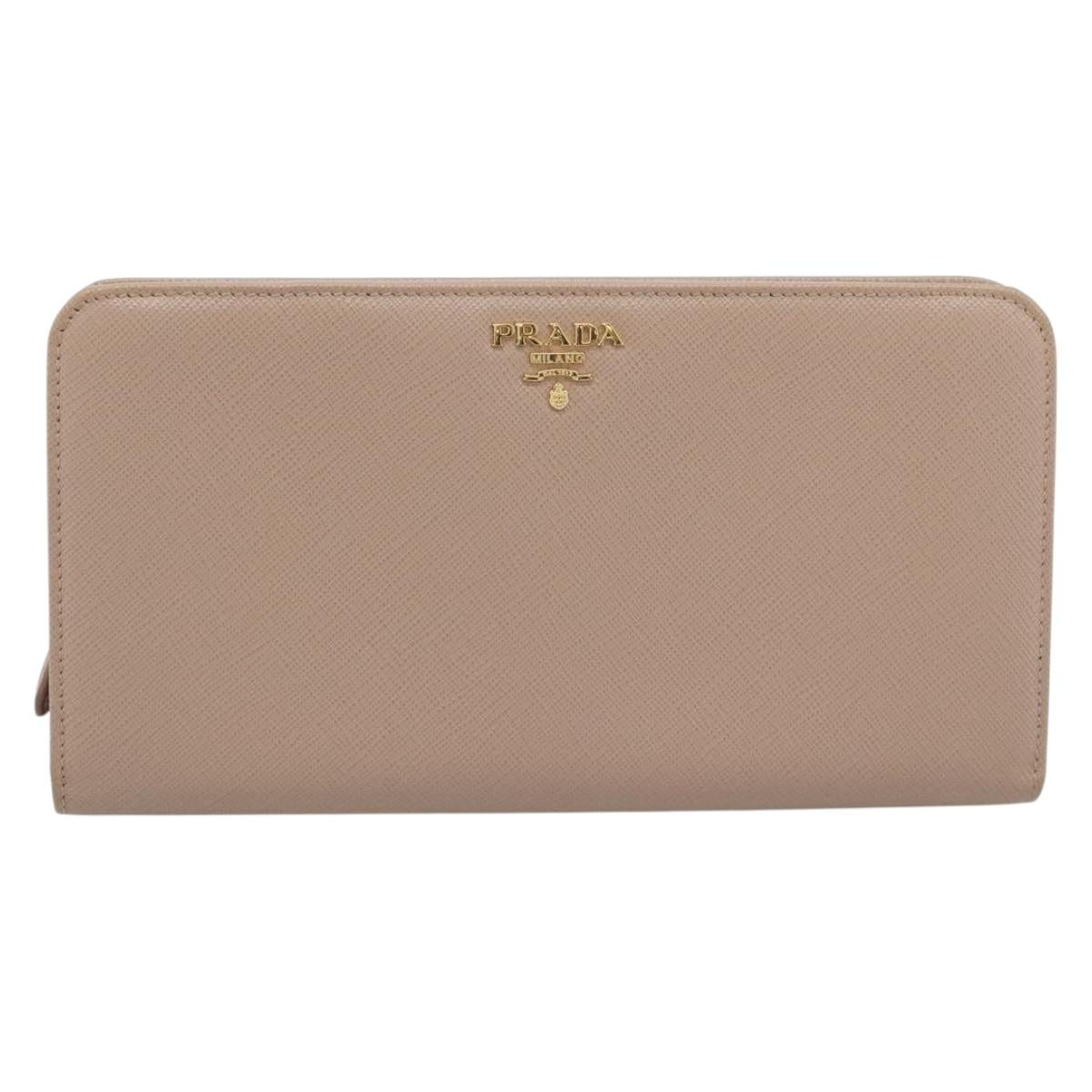 PRADA Long Wallet Safifano leather Pink Gold Tone Auth 192748M