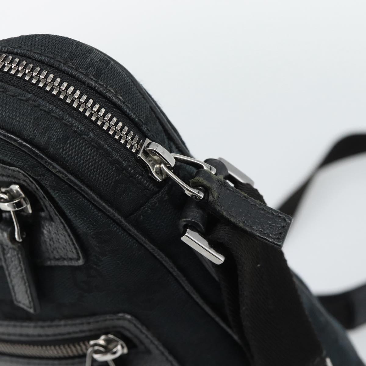 GUCCI GG Canvas Shoulder Bag Black Silver 92551 Auth 192749