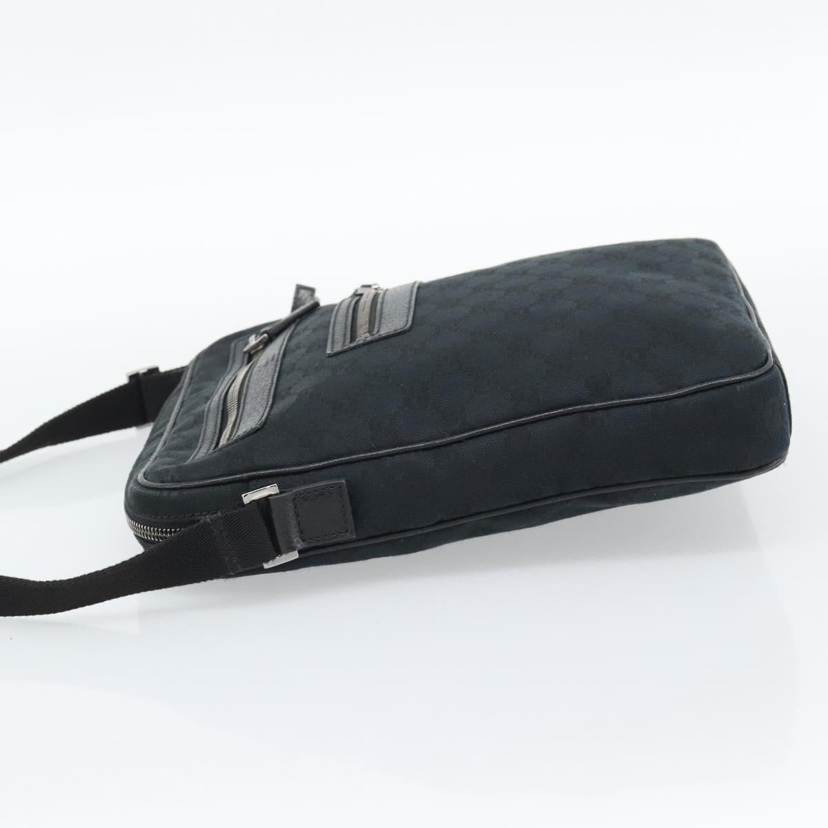 GUCCI GG Canvas Shoulder Bag Black Silver 92551 Auth 192749