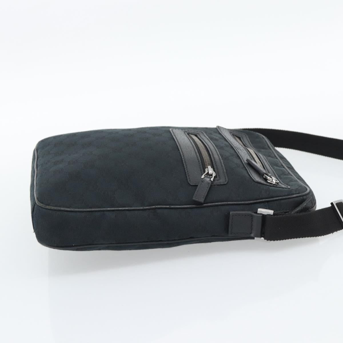 GUCCI GG Canvas Shoulder Bag Black Silver 92551 Auth 192749