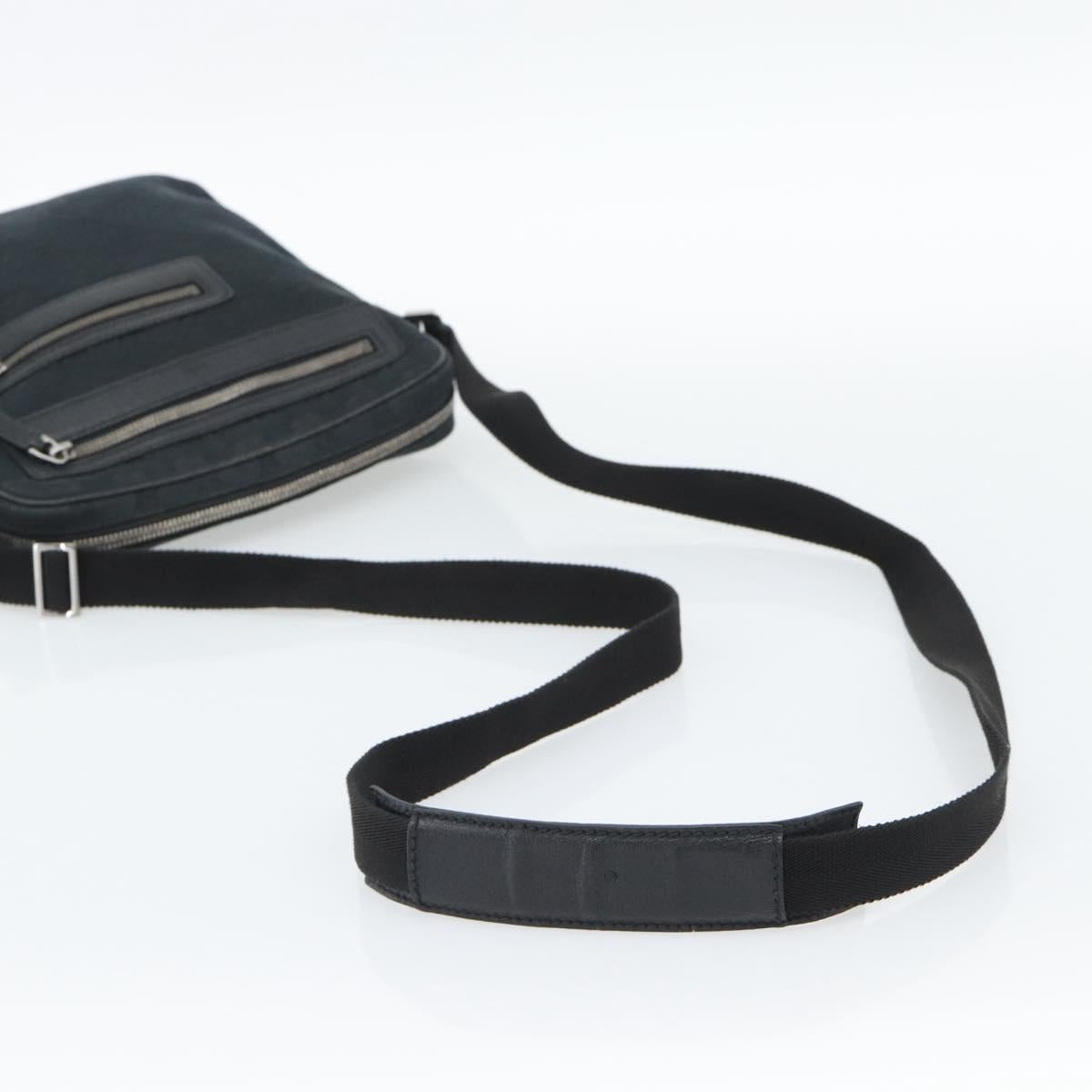 GUCCI GG Canvas Shoulder Bag Black Silver 92551 Auth 192749