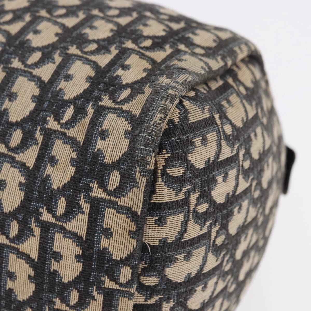 Christian Dior Trotter Canvas Hand Bag Navy Gold Tone Auth 192750